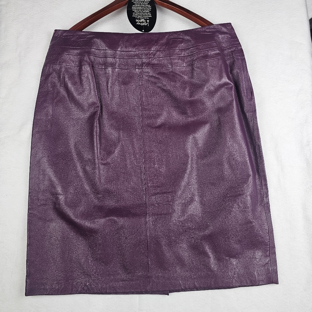 Spiegel Vintage NWT Leather Purple Pencil Skirt 16W Retro Lined Office Work‎